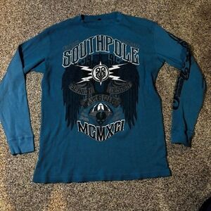Y2K Southpole blue thermal shirt Size XL